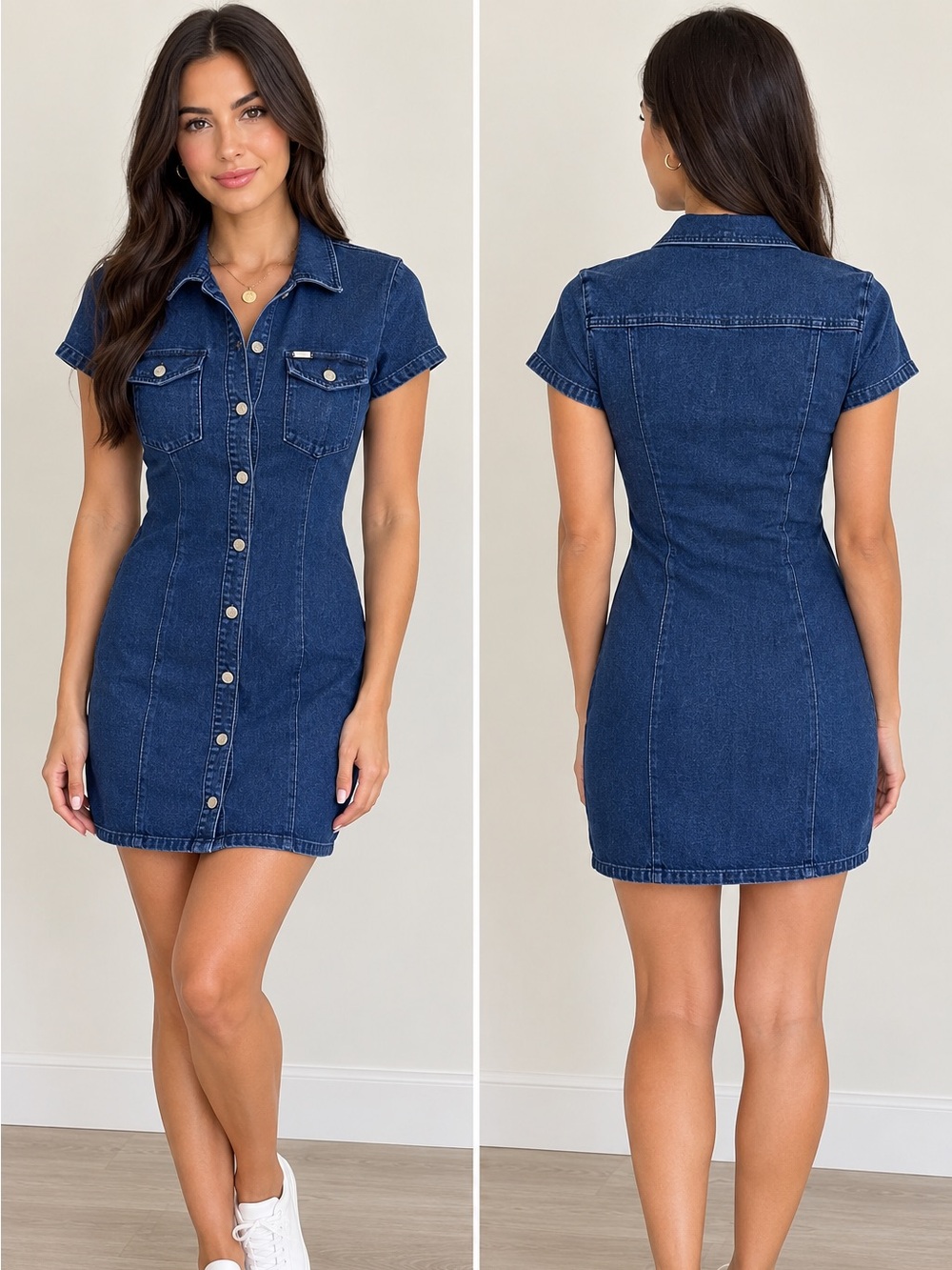 Nautica Navy Denim Short-Sleeve Shirt Dress
